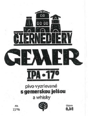 Cierne diery Gemer Ipa 2 samolepka hrubšia tlač na písmenách pivo vyzrievané a whisky a alk 7,7%