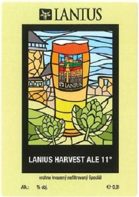 Lanius Harvest Ale 2 samolepka iný tip písma, pod obrázkom iný text a obj