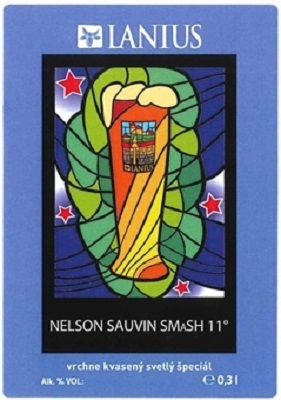 Nelson Sauvin Smash 7 samolepka 0,3 l názov piva je biely a je použitý iný druh písma