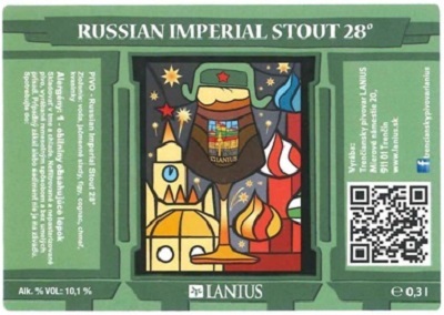 Russian Imperial Stout 3 samolepka oblé rohy a vytlačené 10,1% alkoholu