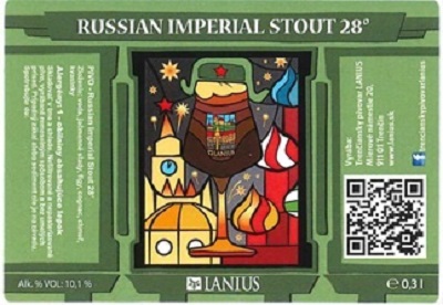 Russian Imperial Stout 4 samolepka oblé rohy a vytlačené 10,1% alkoholu iný tip písma v „ alk. % VOL 10,1 %“
